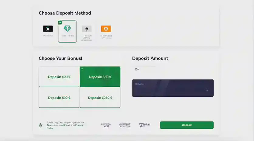 Valor Bet deposit methods